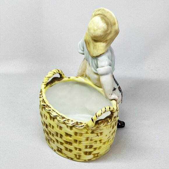 Hal-Sey Halsey Fifth Japan Vintage Figural Basket Planter Boy Figurine Vase MCM - Picture 7 of 9